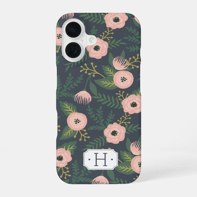 Midnight Blooms Monogram Iphone Case (Back)