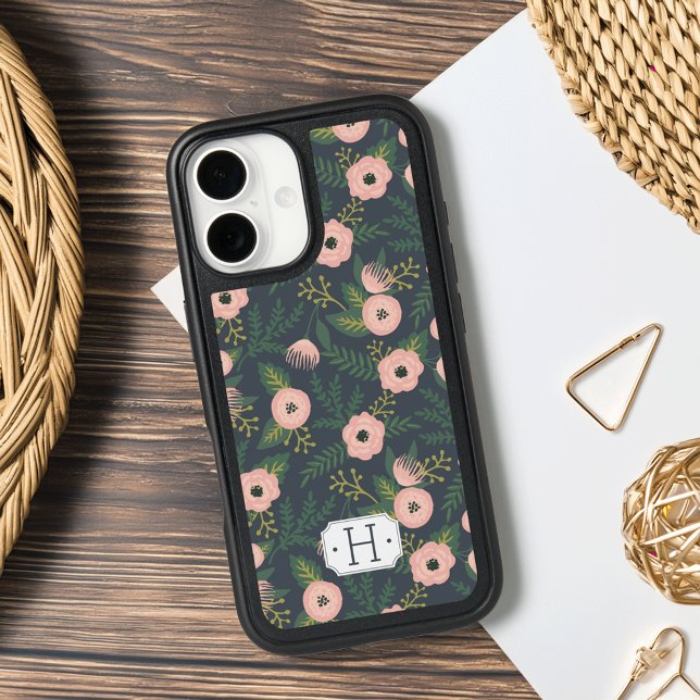 Midnight Blooms Monogram Otterbox iPhone Case (Creator Uploaded)