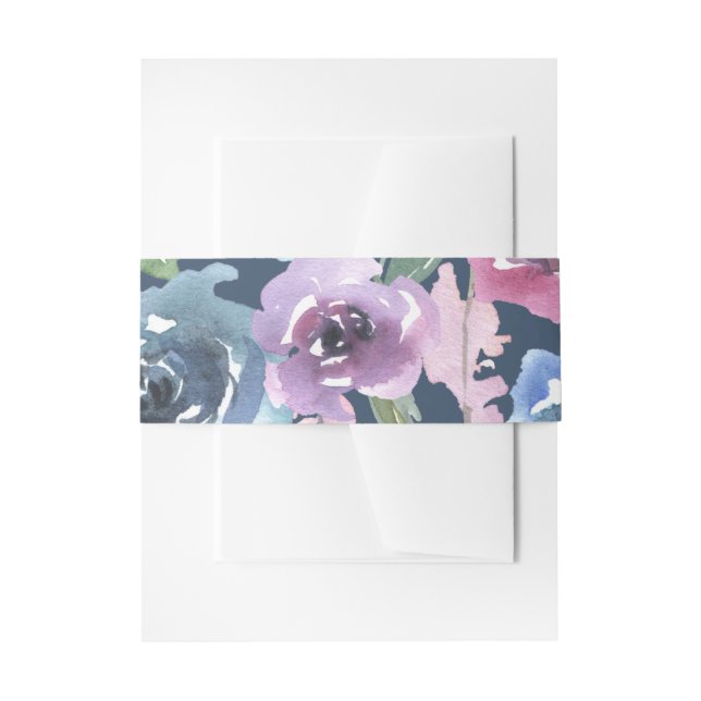 Midnight Blooms | Personalized Wedding Invitation Belly Band (Front Example)