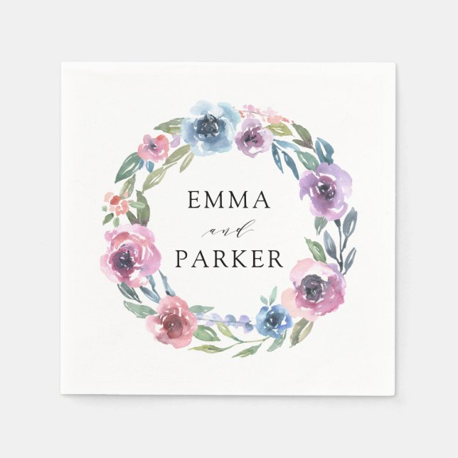 Midnight Blooms | Personalized Wedding Napkins (Front)