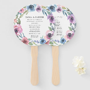 Midnight Blooms Personalized Wedding Program Hand Fan