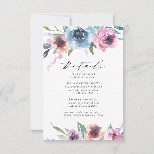 Midnight Blooms  Wedding Details Card