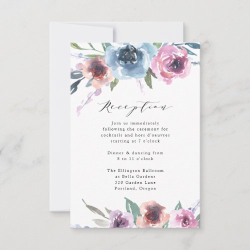Midnight Blooms  Wedding Reception Card