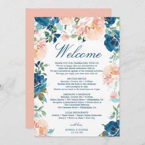 Midnight Blooms Wedding Welcome Itinerary Program