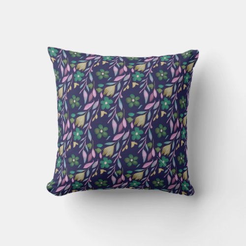 Midnight Blossom Throw Pillow