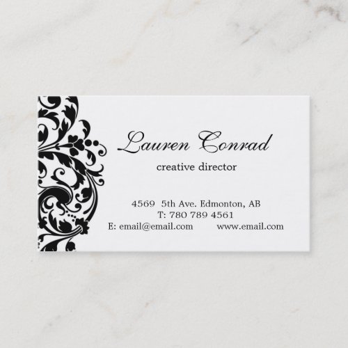 Midnight Blossom-white with Monogram Business Card