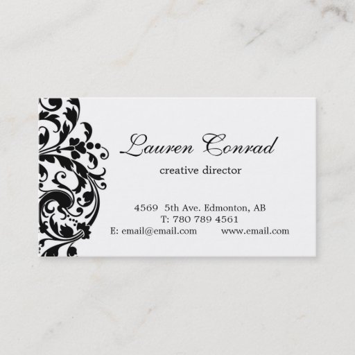 Customizable Midnight Blossom-white with Monogram Business Card