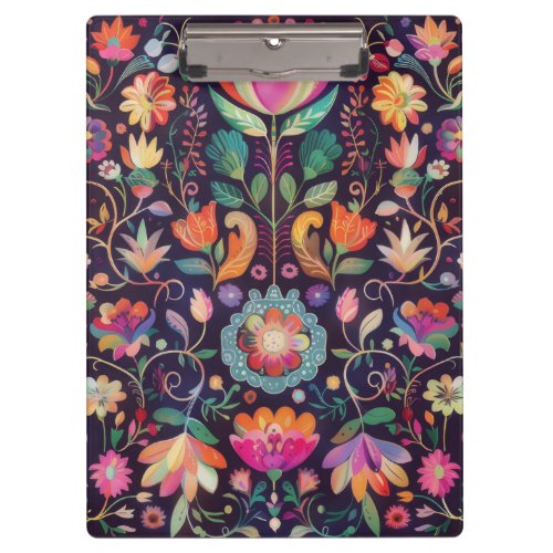 Midnight Blossoms A Floral Symphony of colour Clipboard