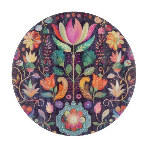 Midnight Blossoms A Floral Symphony of colour Cutting Board