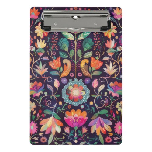 Midnight Blossoms A Floral Symphony of colour Mini Clipboard