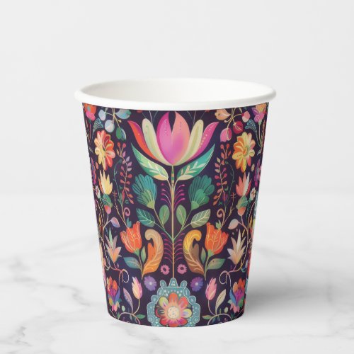 Midnight Blossoms A Floral Symphony of colour Paper Cups