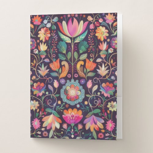 Midnight Blossoms A Floral Symphony of colour Pocket Folder