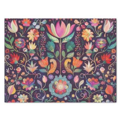 Midnight Blossoms A Floral Symphony of colour Tissue Paper