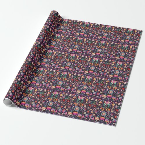 Midnight Blossoms A Floral Symphony of colour Wrapping Paper