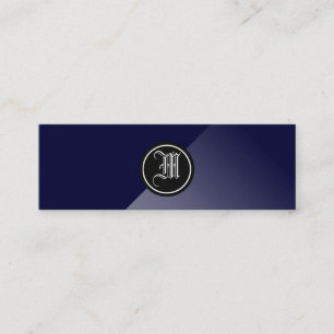 Midnight Blue Abstract Gothic Monogram Mini Business Card