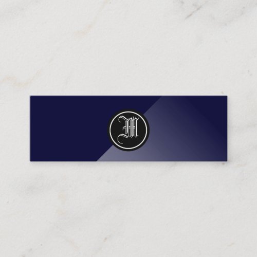 Midnight Blue Abstract Gothic Monogram Mini Business Card