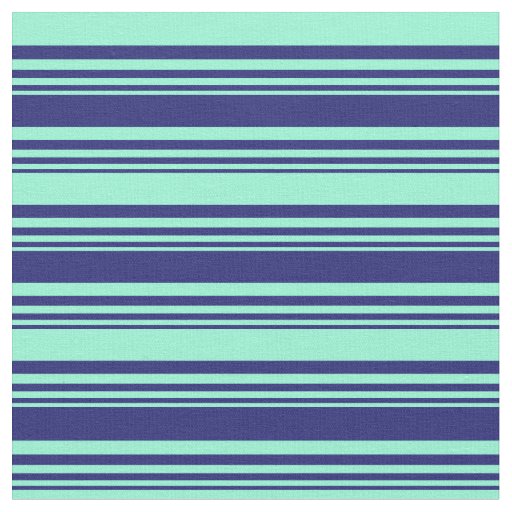 Midnight Blue and Aquamarine Colored Stripes Fabric