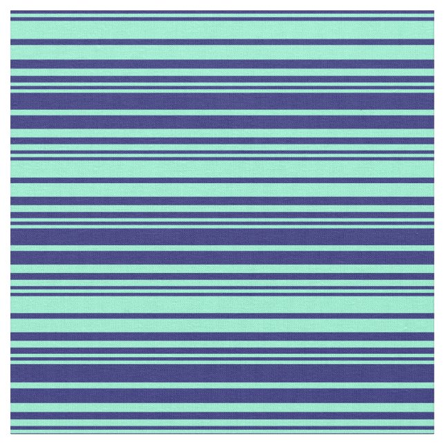 Midnight Blue and Aquamarine Lines Fabric (Close Up)