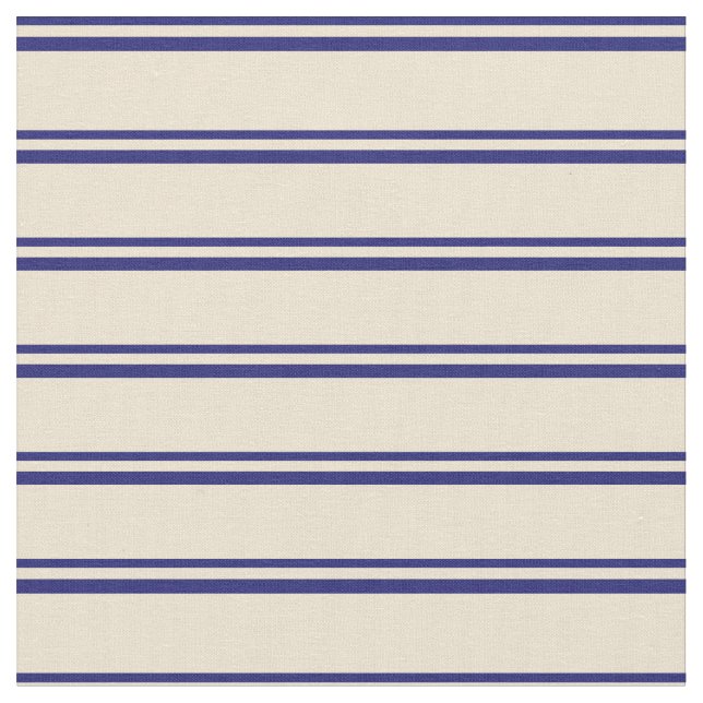 Midnight Blue and Beige Striped/Lined Pattern Fabric (Close Up)