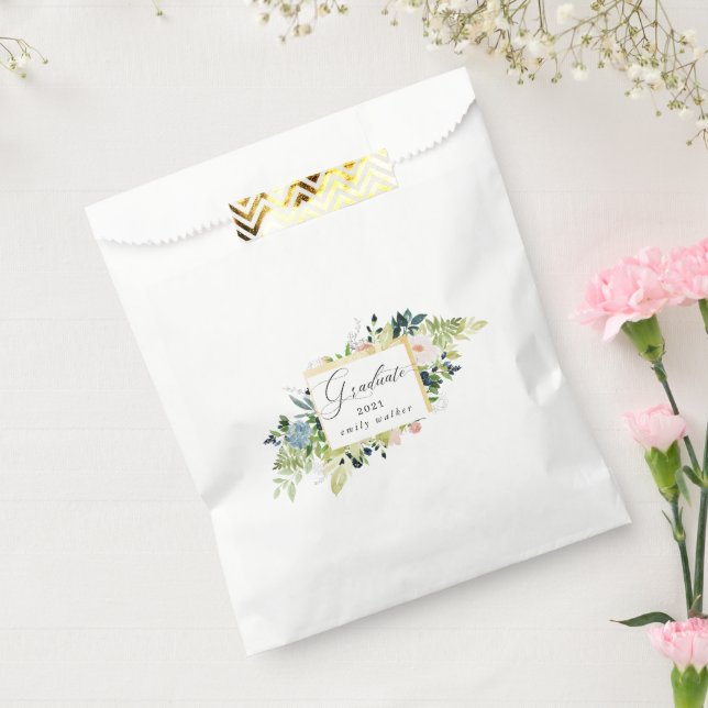 Midnight Blue And Blush Floral Graduation  Favor Bag (Sealed)