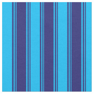 Midnight Blue and Deep Sky Blue Colored Stripes Fabric