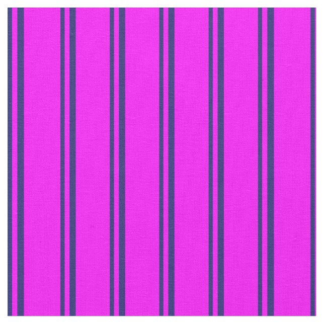 Midnight Blue and Fuchsia Stripes Pattern Fabric (Close Up)
