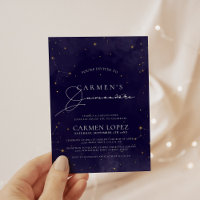 Midnight Blue and Gold Celestial Quinceanera