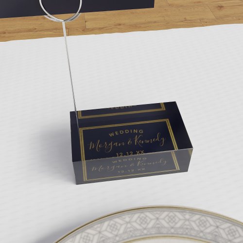 Midnight Blue and Gold Wedding Place Card Holder