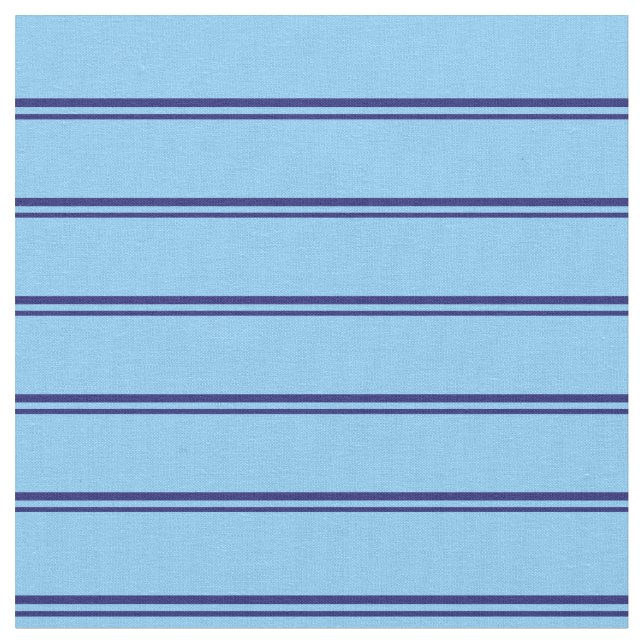 Midnight Blue and Light Sky Blue Stripes Fabric (Close Up)