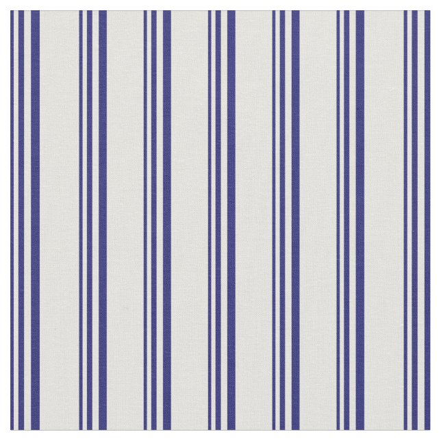 Midnight Blue and Light Yellow Lines Pattern Fabric (Close Up)
