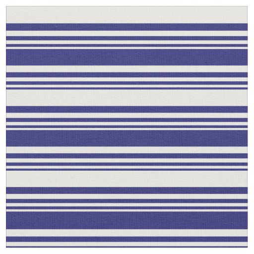 Midnight Blue and Mint Cream Lined Pattern Fabric