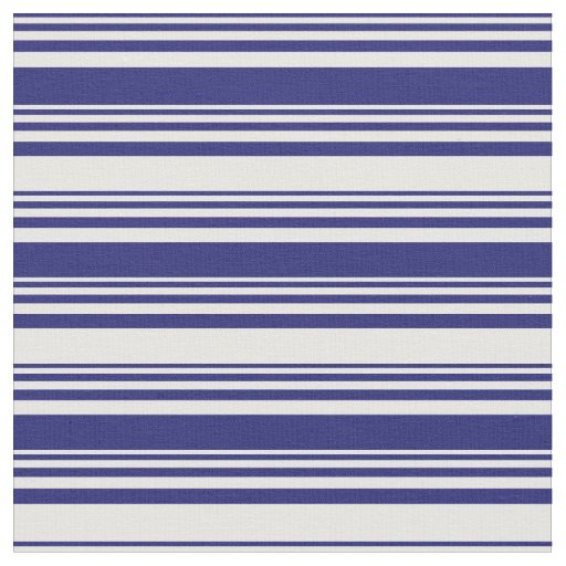 Midnight Blue and Mint Cream Lines Pattern Fabric