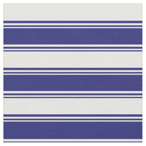 Midnight Blue and Mint Cream Lines Pattern Fabric