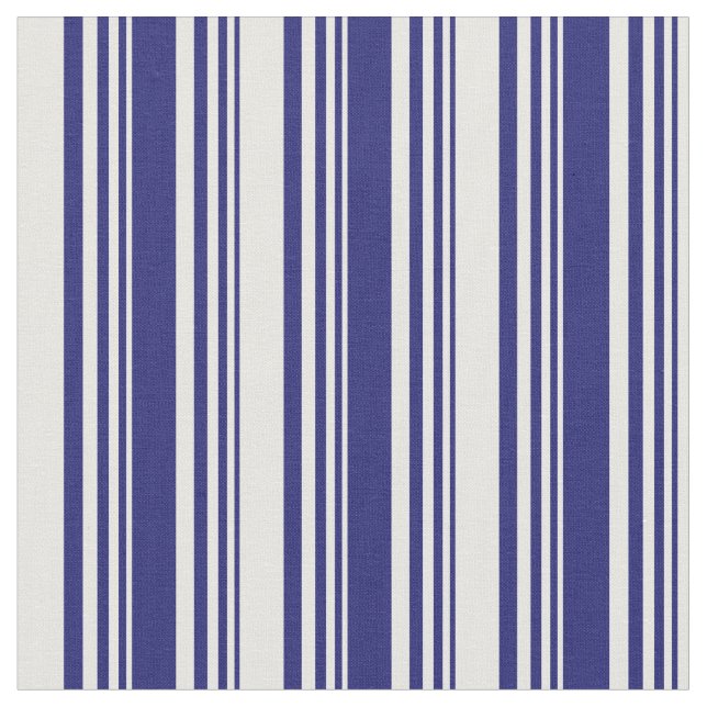 Midnight Blue and Mint Cream Stripes Fabric (Close Up)