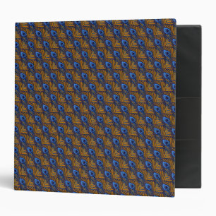 Midnight blue and orange peacock feather pattern binder