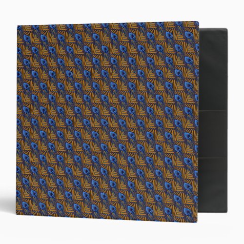 Midnight blue and orange peacock feather pattern binder