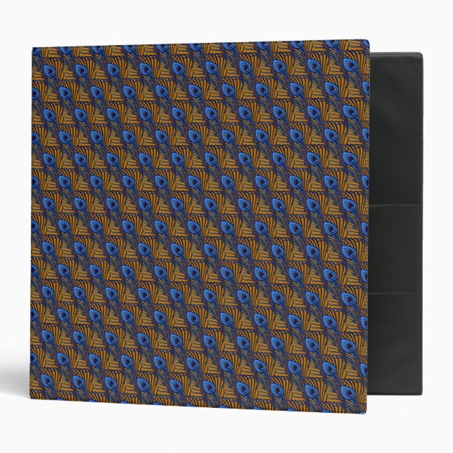 Midnight blue and orange peacock feather pattern binder (Front/Inside)