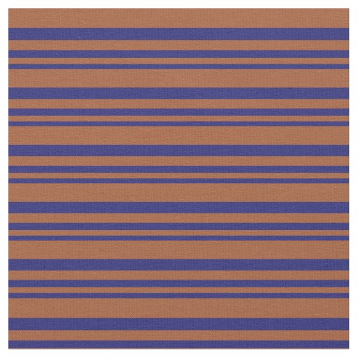 Midnight Blue and Sienna Lines Pattern Fabric