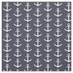 Midnight Blue and White Anchor Pattern Fabric