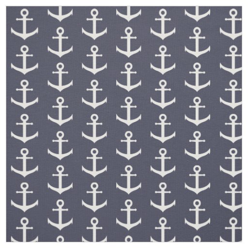 Midnight Blue and White Anchor Pattern Fabric