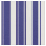 [ Thumbnail: Midnight Blue and White Colored Lined Pattern Fabric ]