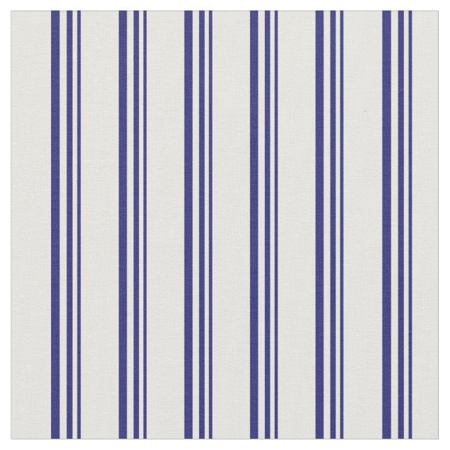 Midnight Blue and White Colored Lines Fabric (Close Up)