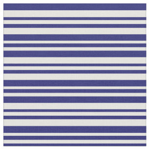 Midnight Blue and White Colored Lines Pattern Fabric