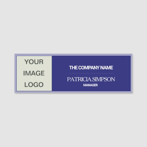 Midnight Blue and White Elegance Add Logo Title Name Tag
