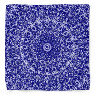Midnight Blue and White Mandala Pattern Bandana