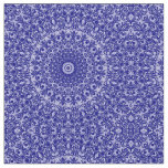 Midnight Blue and White Mandala Pattern Fabric