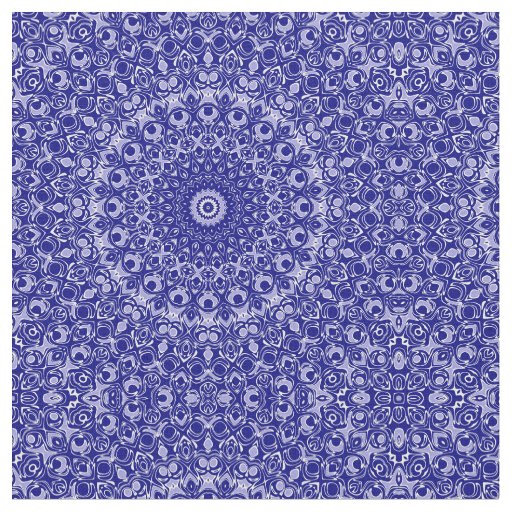 Midnight Blue and White Mandala Pattern Fabric