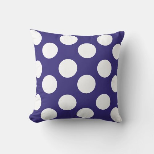 Midnight Blue and White Polka Dot Accent Pillow