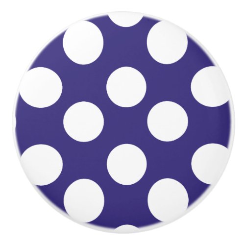 Midnight Blue and White Polka Dot Furniture Knob