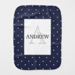Midnight Blue And White Stars Pattern Monogrammed Burp Cloth at Zazzle